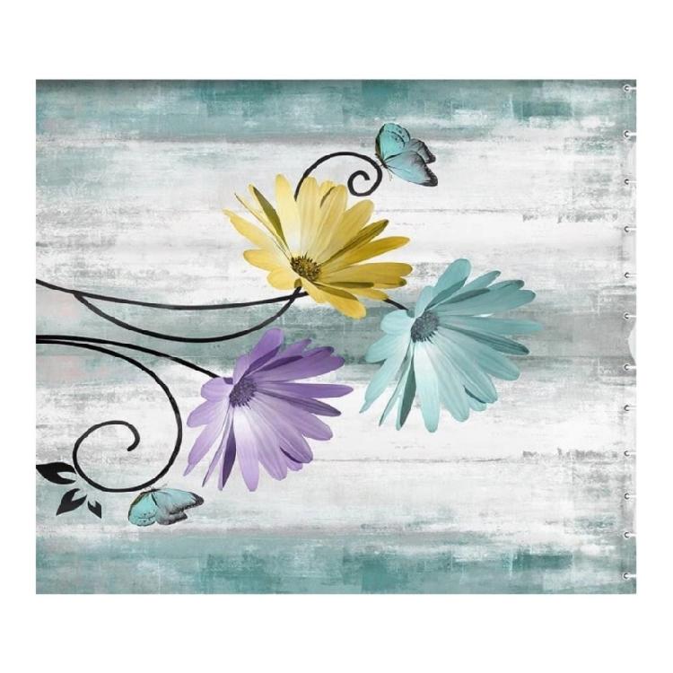 Pet Friendly Floral Shower Curtain Waterproof Polyester Bathroom Decors With Reinforced Edges For Safety