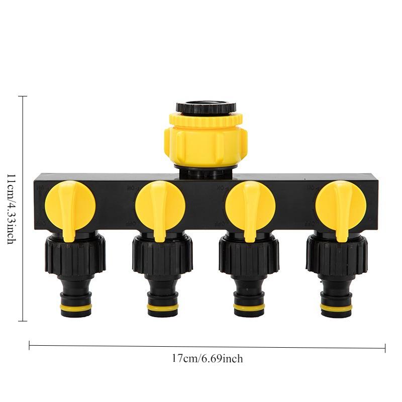 1PC Outdoor Garden Four-way Water Separator with Switch Four-way Valve Door One-in Four-out Water Separator Diverter