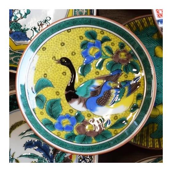 Japanese Warehouse Plate Stylish Kutani Ware Masterpiece Bean Plate Yoshidaya Double Duck Illustration Pottery Small Plate Serving Plate Brand
