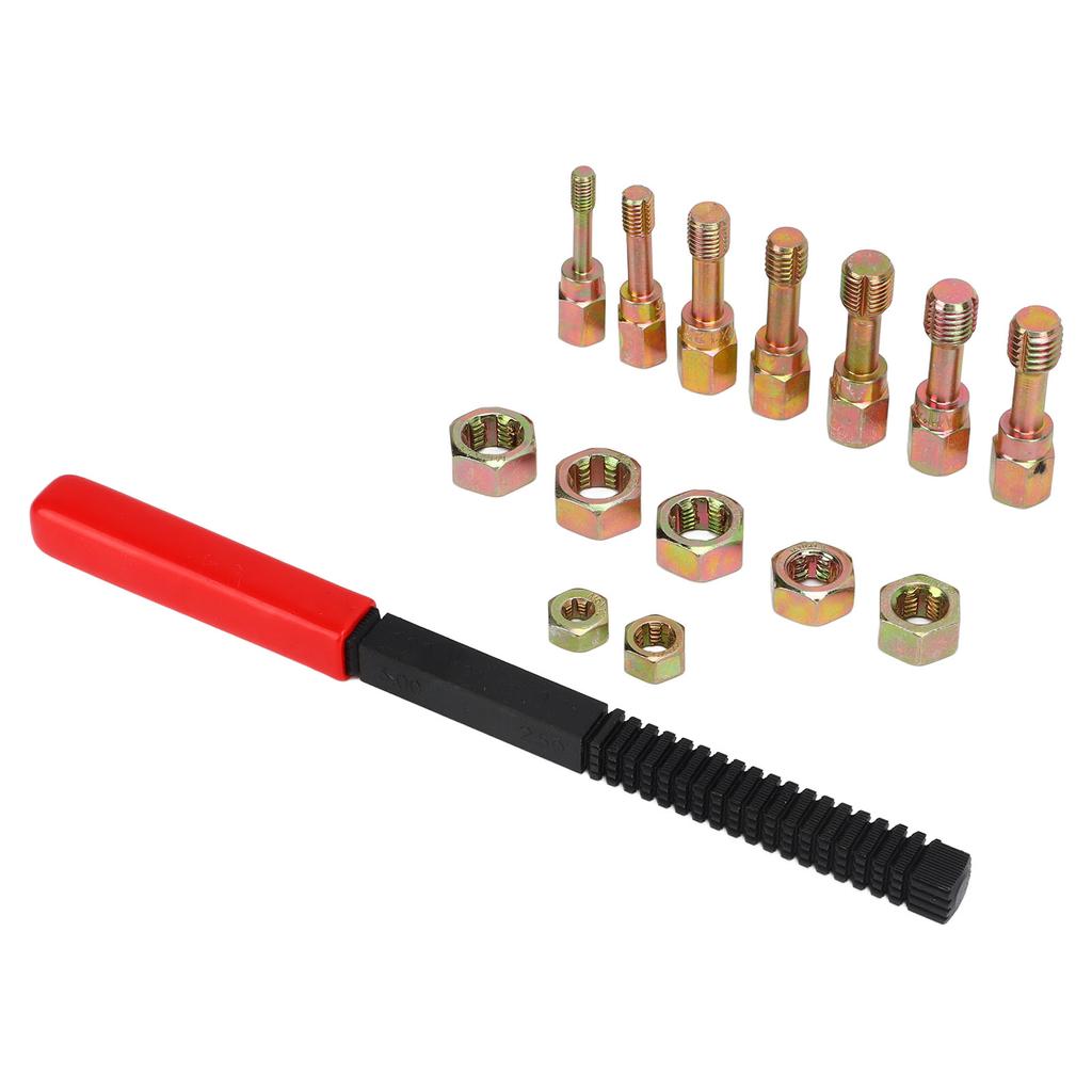 15pcs Metric Thread Chaser Set Carbon Steel Rethreading Tap Die Tool Kit Rethread Repair Tool