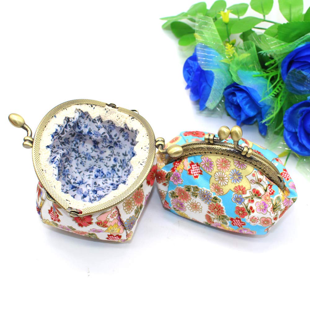 Moeruruya Coin Round Cute Bag Wallet, Purse, Shape, Women's Bag, Small, Handmade, Japanese-Style (Blue)