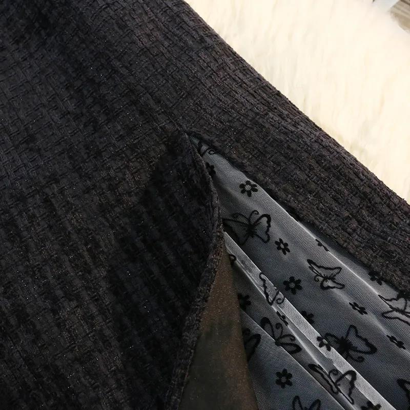 Black Printed Butterfly Skirt for Women In Winter Mid-length High Waist Slimming Hips Niche A-line Skirt
