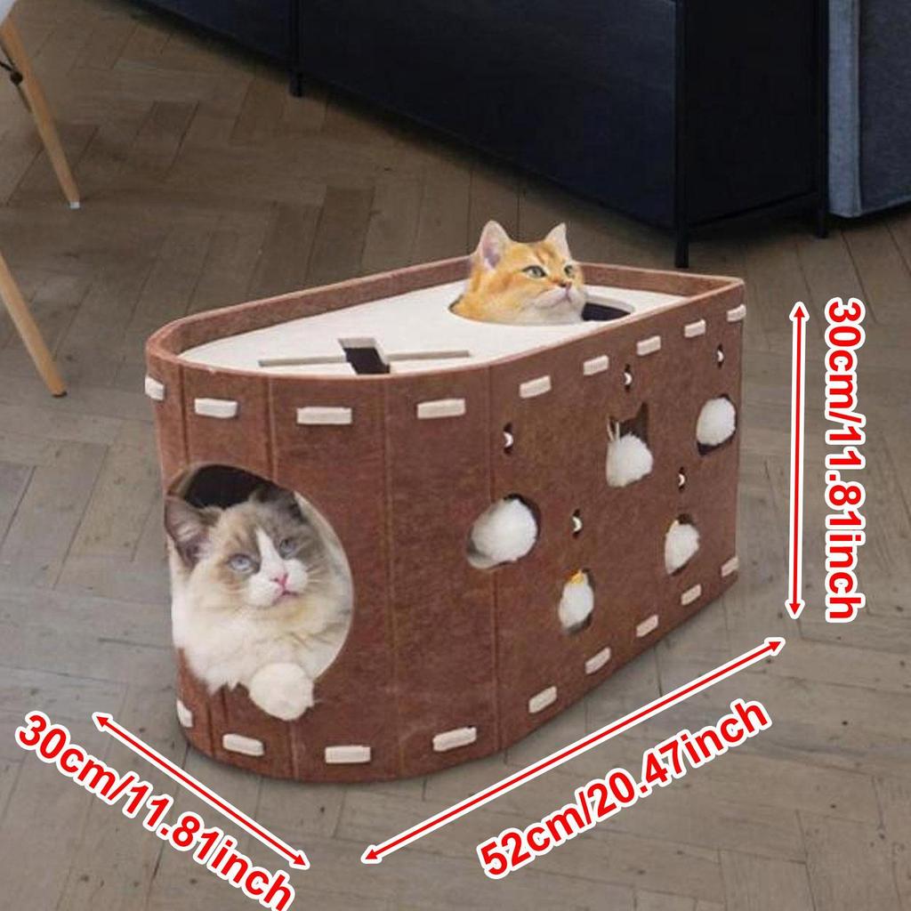Cat House Furniture Protection Scratch Pad Wear Resistant with Interactive Peek Hole Breathable Pet Accessory for Multiple Cats