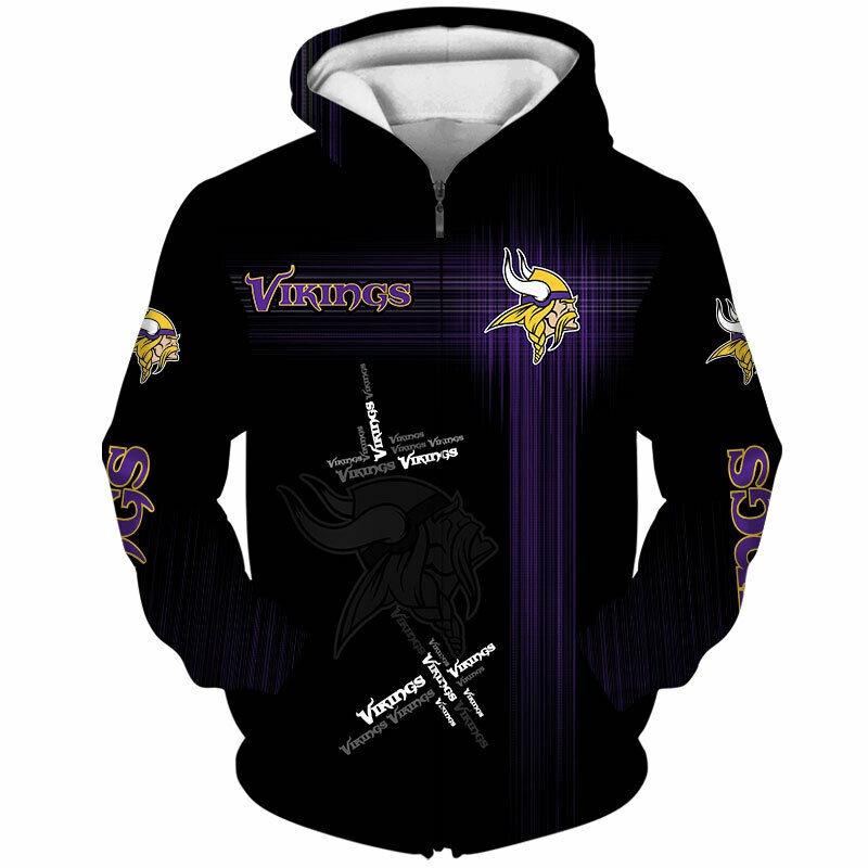 

Толстовка на молнии с 3D принтом Minnesota Vikings унисекс