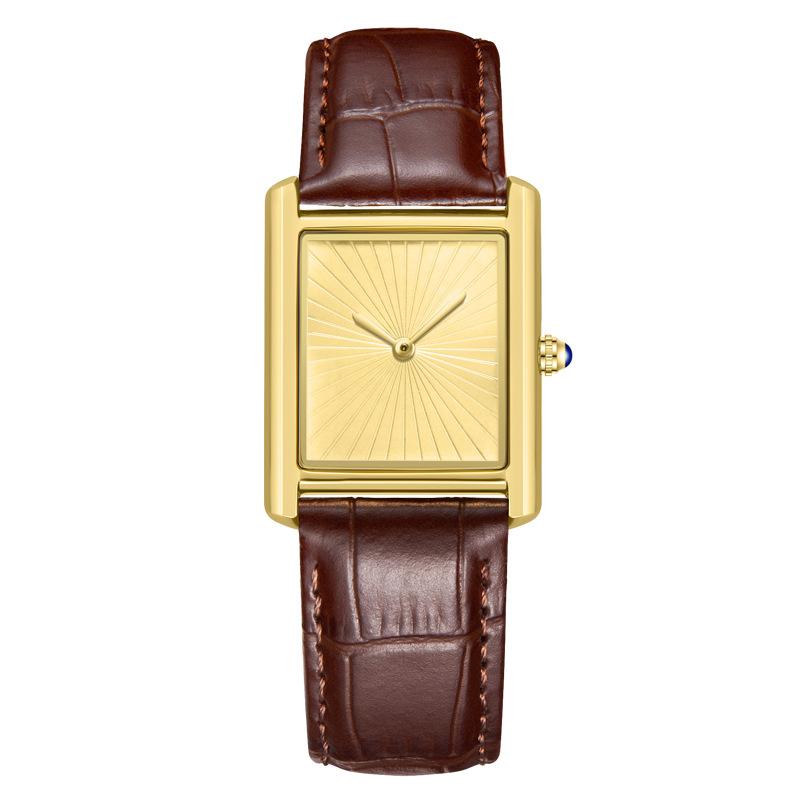 Men'S Casual Watch Classic Simple Square Two-Pin Quartz Watch Belt Men'S Watch