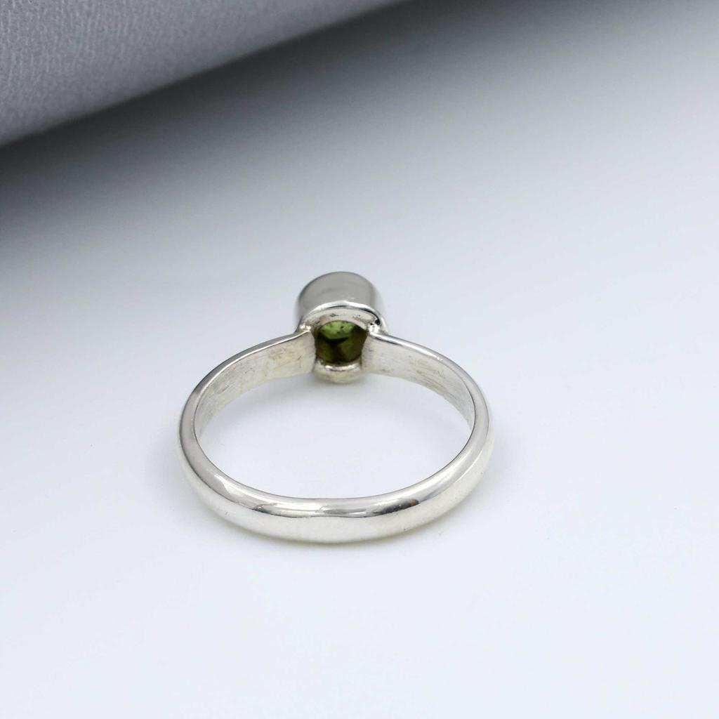 Solid 925 Sterling Silver Ring, Peridot Gemstone Ring, Handmade Ring, Stacking Ring, Birthstone Ring, Statement Ring