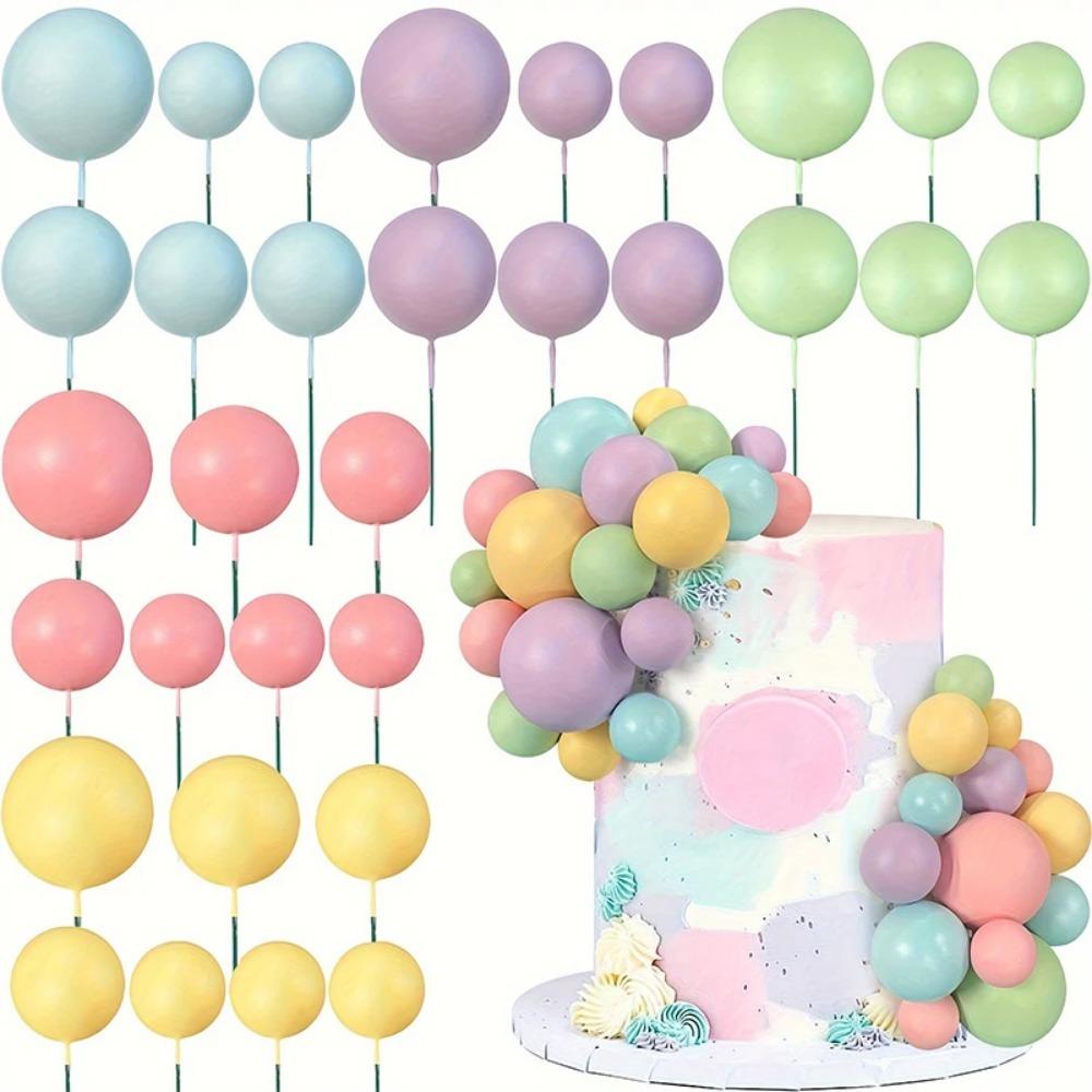 20/30Pcs Cake Balls Decoration Gilded Black Happy Birthday Foam Ball Cake Stickers Party Mother's Day Decor DIY Wedding Decor