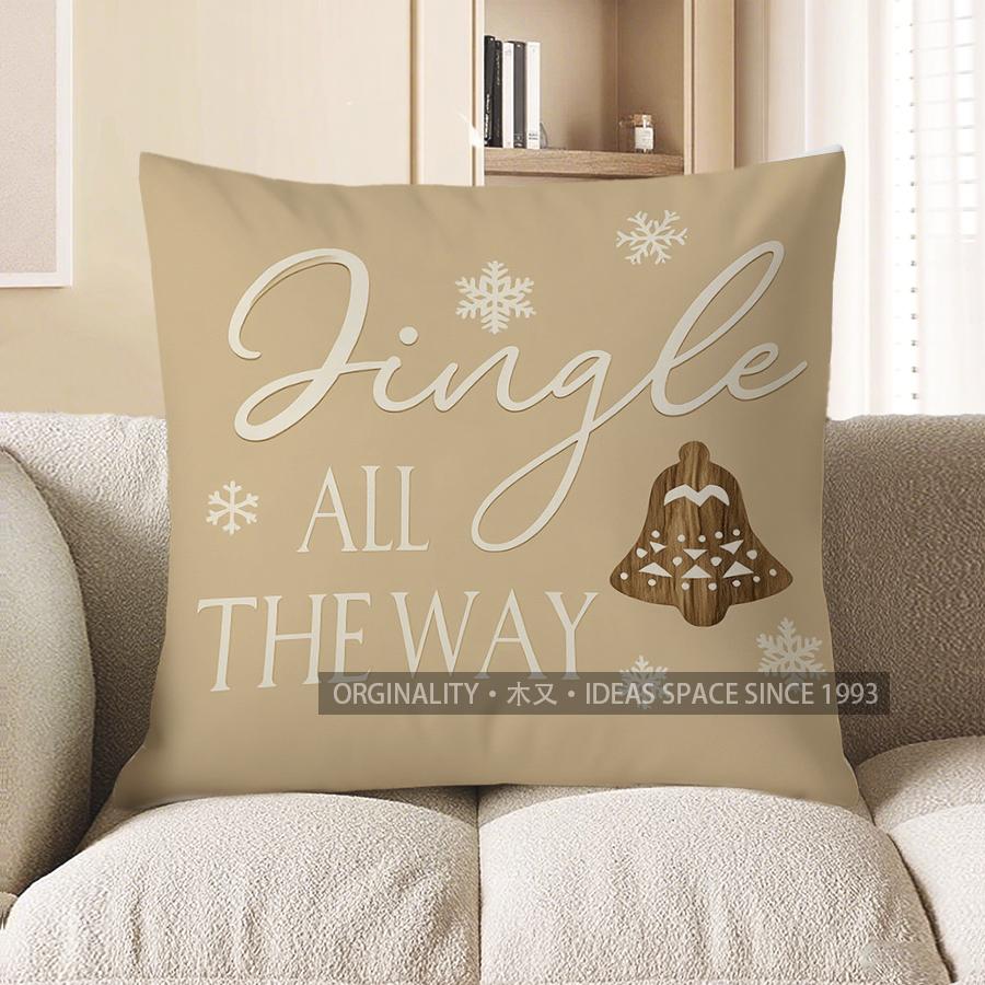 Home Decor Gingerbread & Snowflakes Merry Christmas Pillow Pattern Cushion Cover Suitable For Sofa Bedroom Car Pillow Cover