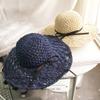 Korean-style Large-brimmed Handmade Woven Straw Hat for Women, Summer Vacation Sun Protection Hat with Bow, Beach Sun Hat, Foldable