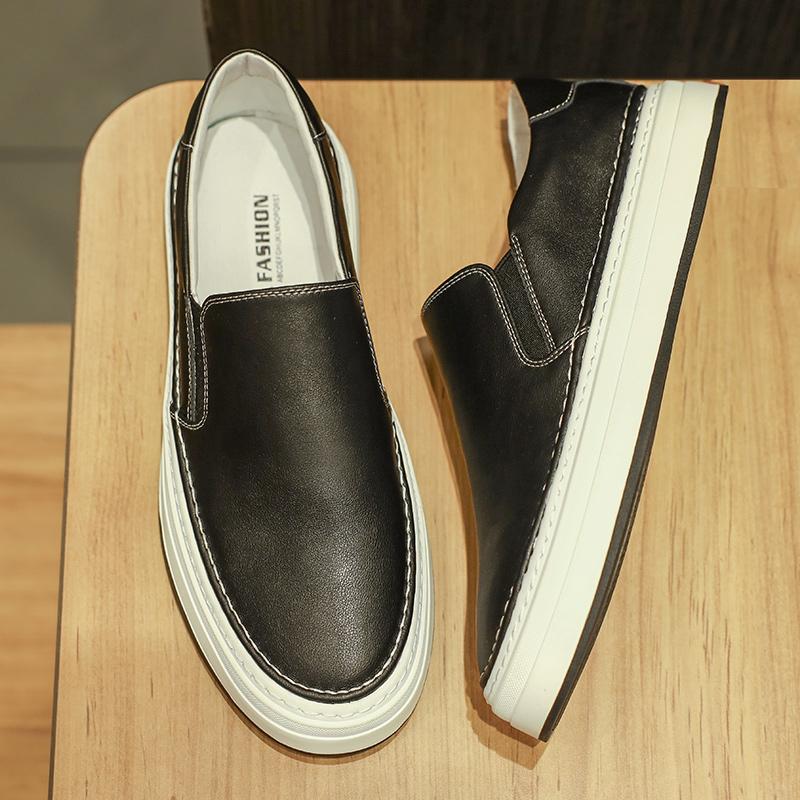 Fashion Handmade Mens Casual Shoes Fashion Leather Loafers Handmade Flats Walking Shoes Men Breathable Sneakers Versatile Driving Shoes