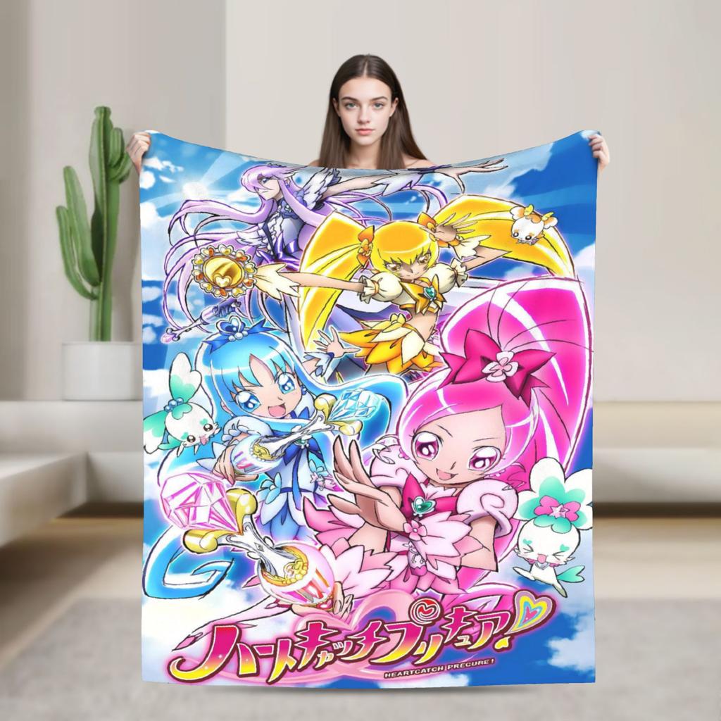 Pretty Cure Super Soft Blanket Airplane Travel Plush Throw Blanket Funny Outdoor Flannel Bedspread Sofa Bed Cover