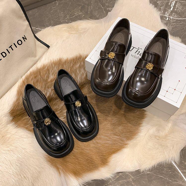 [Armano] Platform Sole One-pedal Loafers Women's 2025 Spring New Retro Small Leather Shoes British Style Single Shoes
