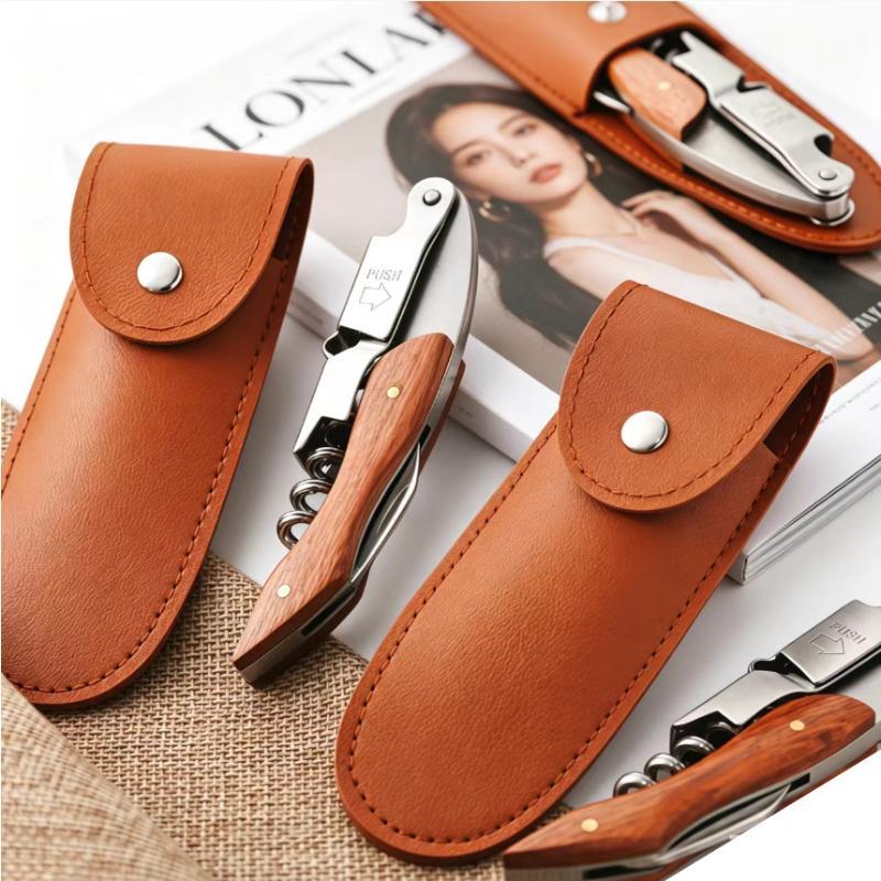 Tragbarer PU-Lederflaschenöffner Lederetui Beutel Tasche Design Weinzubehör Tasche Flaschenöffner Hülle Outdoor