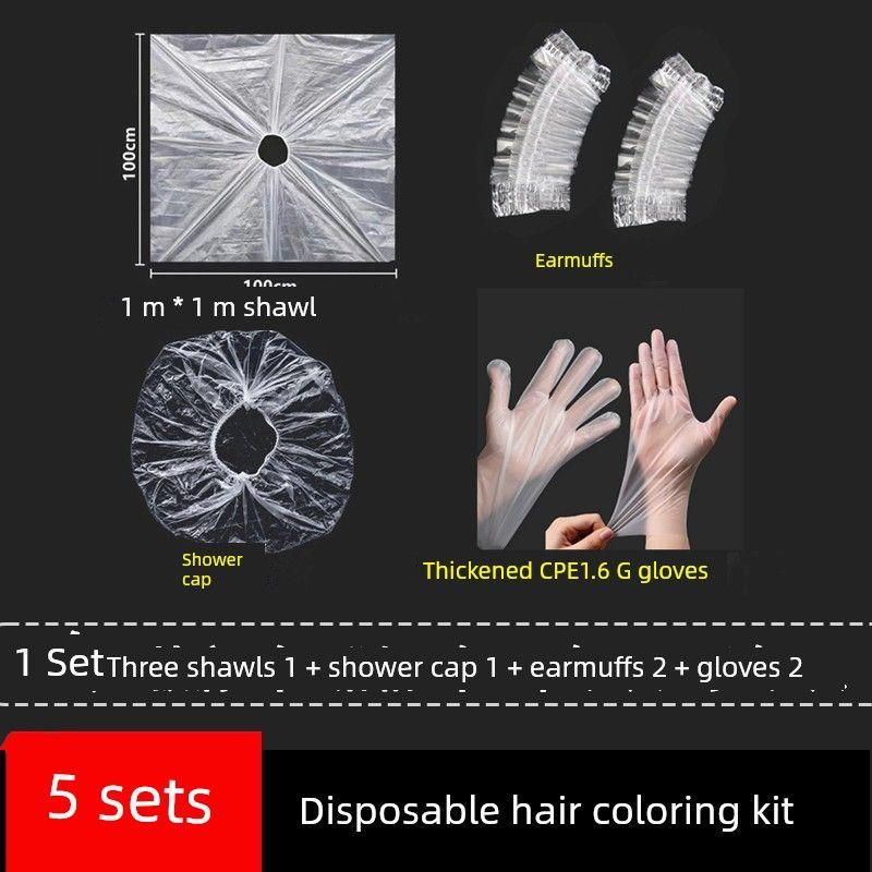 

Disposable Hair Dyeing Tools Home Use Set Disposable Hair Dyeing Four-Piece Set Shawl Earmuffs Gloves Shower Cap Dyeing Hair Premium Hair Dye 4-Piece Set [5 Sets in Total]