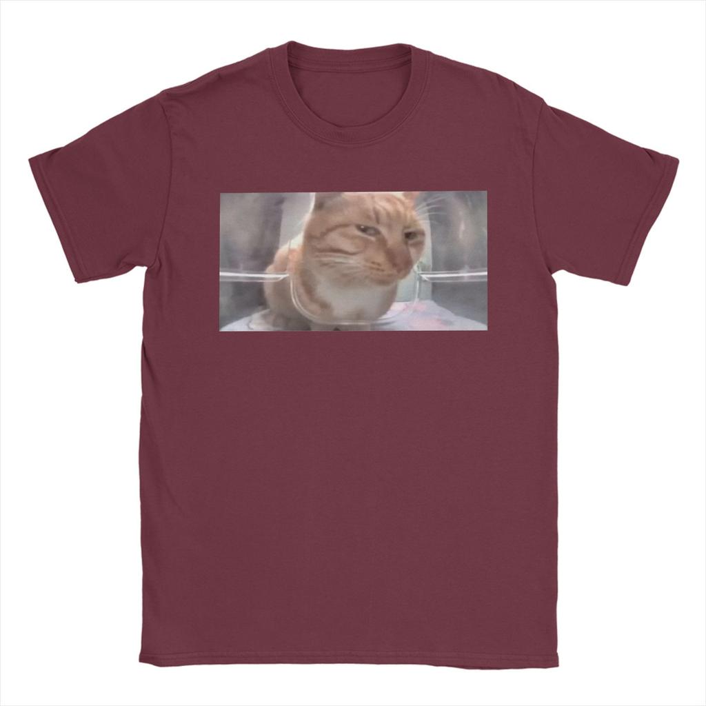 Men's T-Shirts Mr Fresh The Side Eye Cat 100% Cotton Tees Short Sleeve Funny Meme T Shirt Round Neck Clothes Graphic Printed