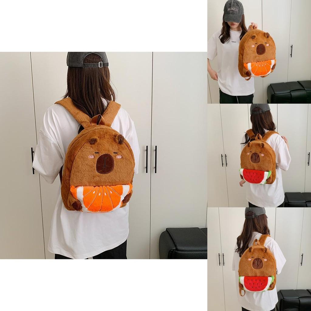 Capybara Plush Backpack For Kids With Zipper Closure And Breathable Design For School And Travel
