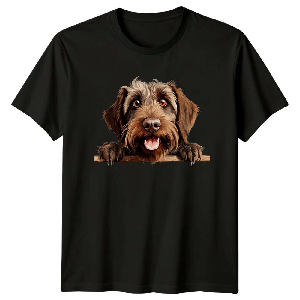 

Wirehaired Dachshund Dog Breed Peekaboo Pet Portrait T-Shirt 2XL