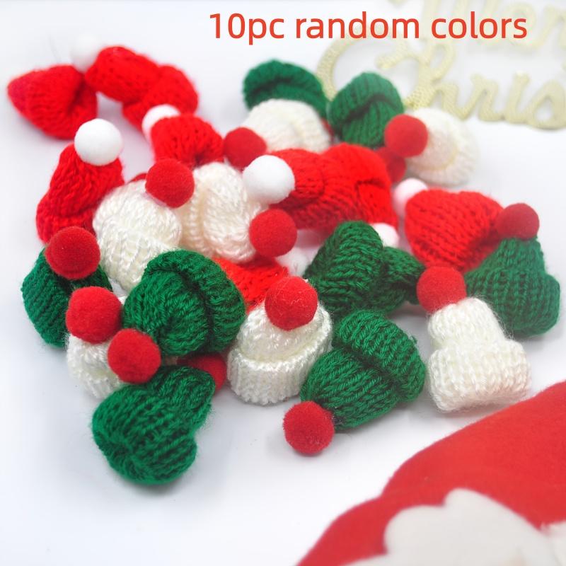 

10/20 pcs, Mini Knitted Christmas Hats - DIY Handmade Decorations, Suitable for Christmas Tree Hangings, Seasonal Accessories