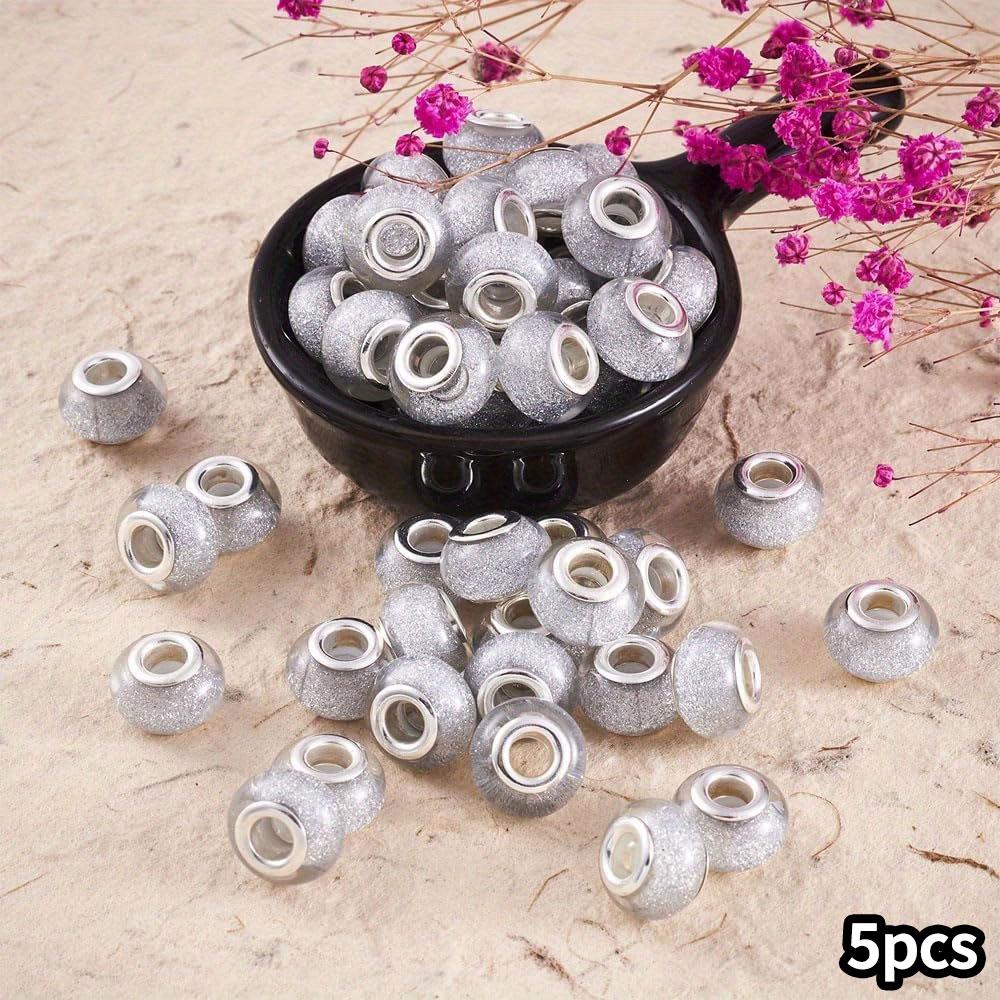 

5/15/30 шт. смоляной материал серебряный большой бусина с отверстием декоративная бусина DIY браслет ожерелье серьги брелок цепочка для ног цепочка для телефона 5pcs