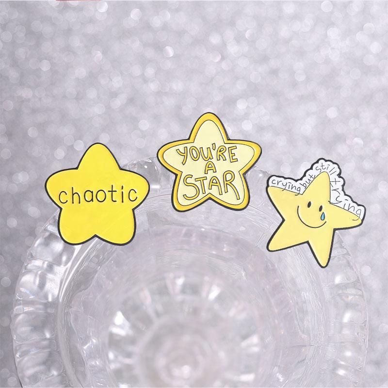 You're A Star Enamel Pins Chaotic Brooches Crying But Still Trying Lapel Badge Award Jewelry Gift for Fans Readers