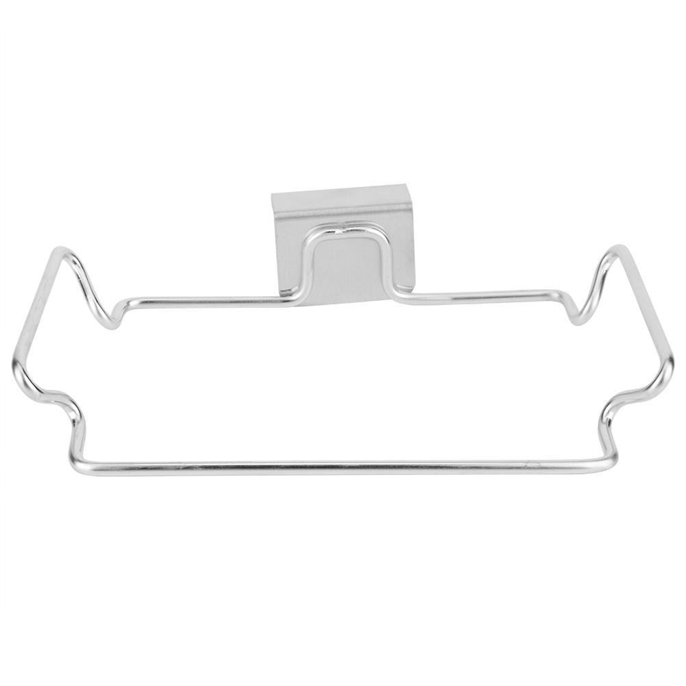 Stainless Steel Door Back Kitchen Garbage Trash Bag Holder Hanging Rack Bracket