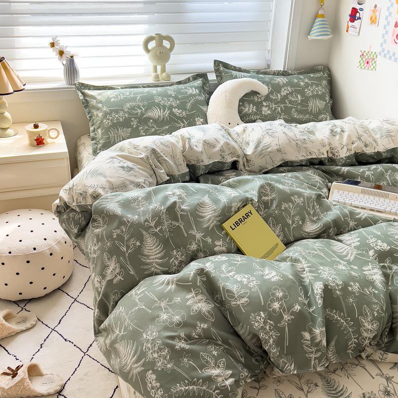 Class A Mother & Baby Fresh Style 4-Piece Brushed Skin-Friendly Washed Cotton Bedding Set