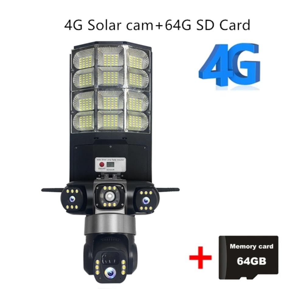 

4G Солнечный Монитор Многофункциональный Низкое Энергопотребление Пульт Дистанционного Управления Уличный Фонарь WIFI Интеллектуальная Трехэкранная Камера 【None RC】4G camera + 64g чёрный