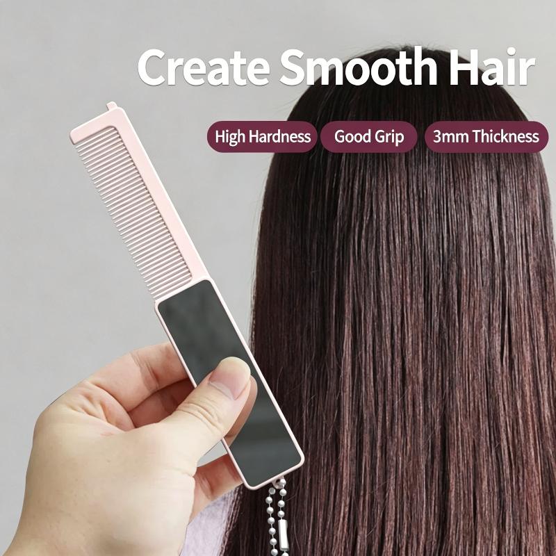 2 in 1 Anti-Static Foldable Hair Comb with Small Makeup Mirror Mini Portable for Travel Cosmetic Touch-ups
