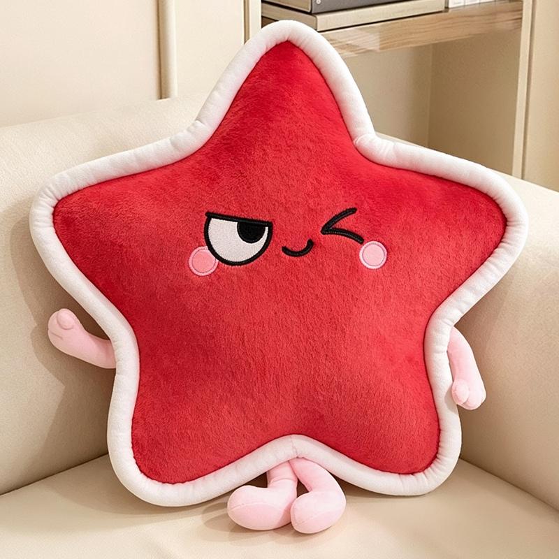 40/60cm Blinked Eye Star Plush Pillow Humanoid Sky Pillow Red Yellow Pink Emotion Plushie Back Support Home Decor Gift