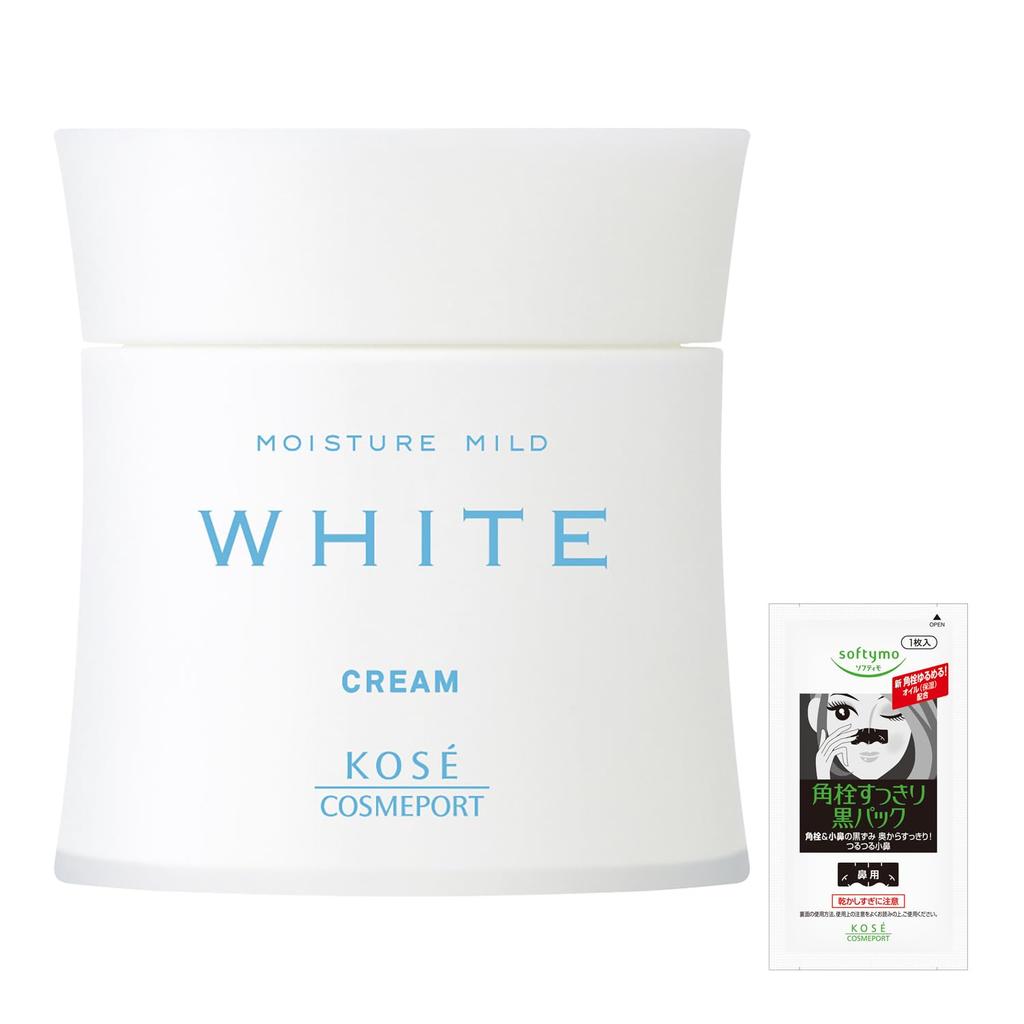 Moisture Mild White Cream Vitamin Hyaluronic and Collagen Bonus Nose Blackhead Mask 55g, High-Purity C, Acid, Formula, Alcohol-Free [Quasi-drug] +