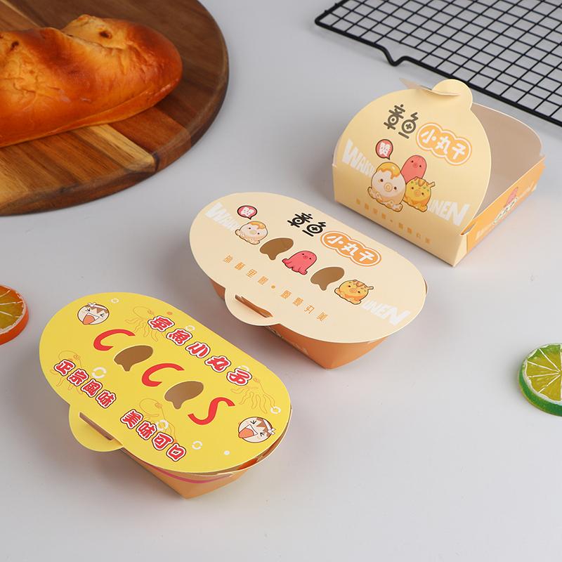 100Pcs Disposable Octopus Ball Packaging Box Japanese Street Food Takoyaki Takeaway Snack Fruit Box Packing Paper Container