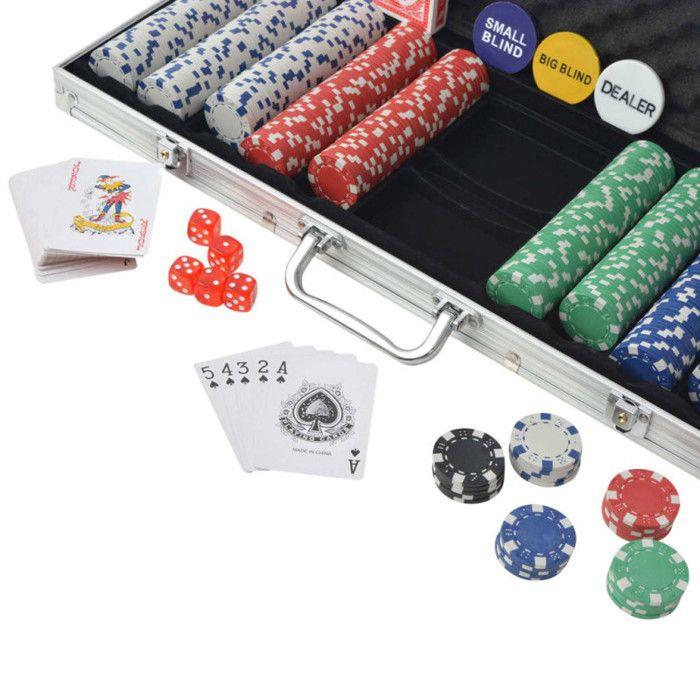 VidaXL Jeu de poker avec 500 jetons Aluminium