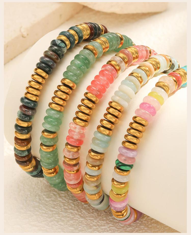 Hande-made Y2K Beaded Colorful Natural Stone Bracelet for Women, Waterproof Healing Yoga Healthy Spiritual Bracelet