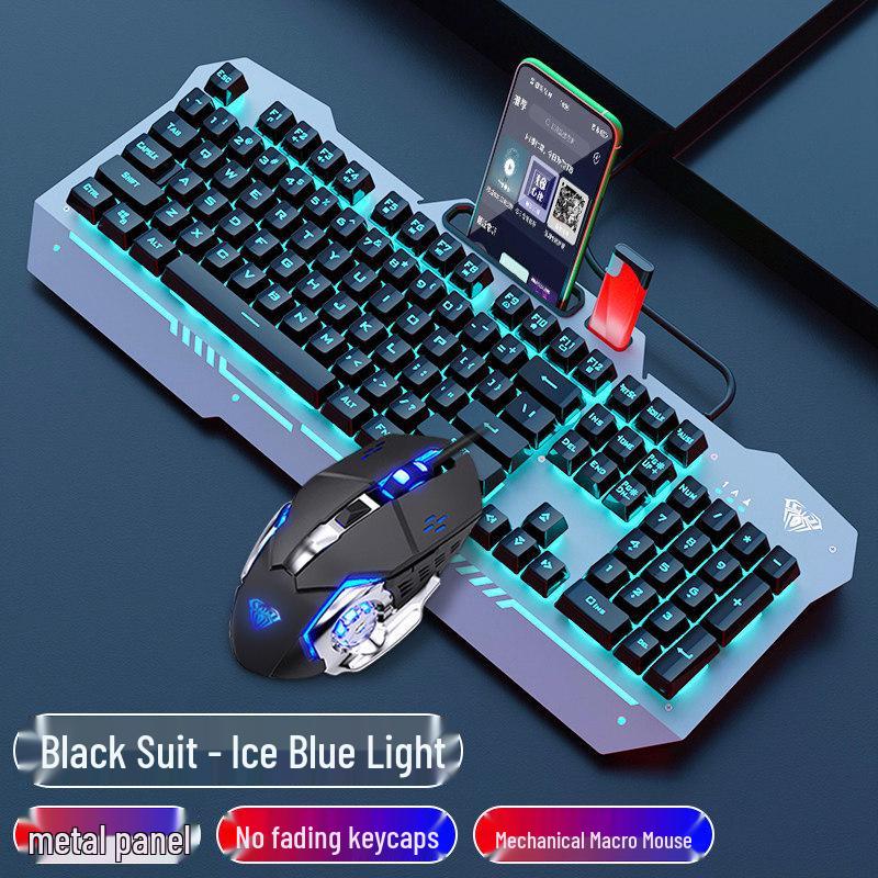Wolf Spider F3010 Mechanical Gaming Keyboard & Mouse Set - Wired 3-Piece for Laptop/Office.