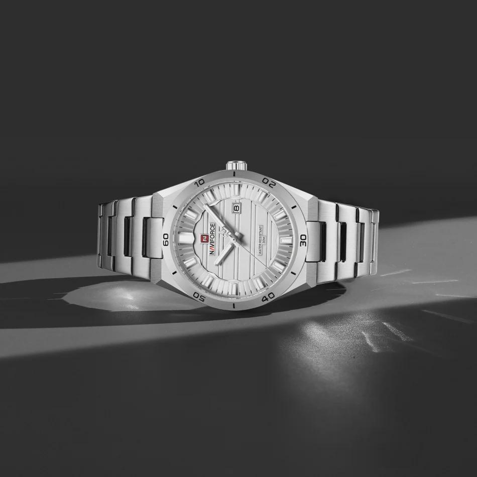 Stainless Steel Men's Wristwatch Waterproof Simple Fashion with Night Glow Pointer Calendar Display Male Watches