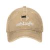 Cats Coffee Lover Baseball Cap Vintage Distressed Washed  Snapback Cap for Men Women Outdoor Activities Adjustable Caps Hat