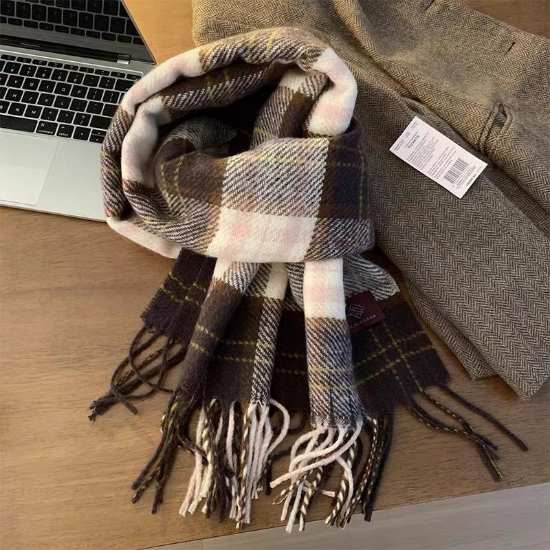 Tonglu Scarf Women's Houndstooth Shawl Dual-purpose Korean Version Versatile Warm New Winter Senior Student Scarf