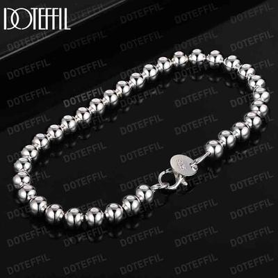 925 Sterling Silber 6mm Perlenarmband Modischer Hochzeitsschmuck