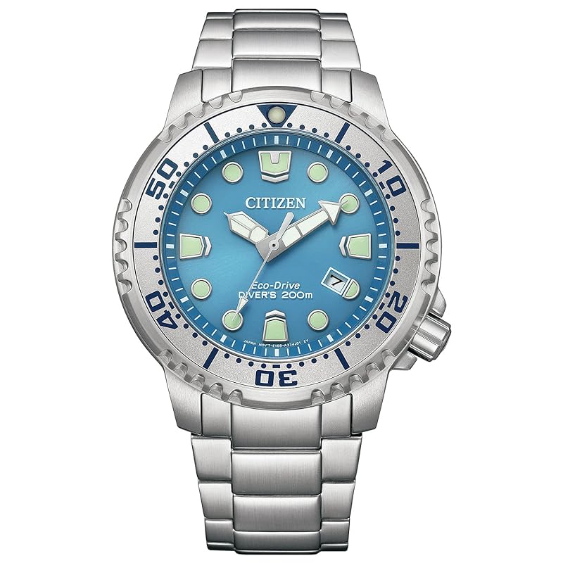 

[Citizen] watch pro master eco drive diver 200m ice blue BN0165-55L men s silver