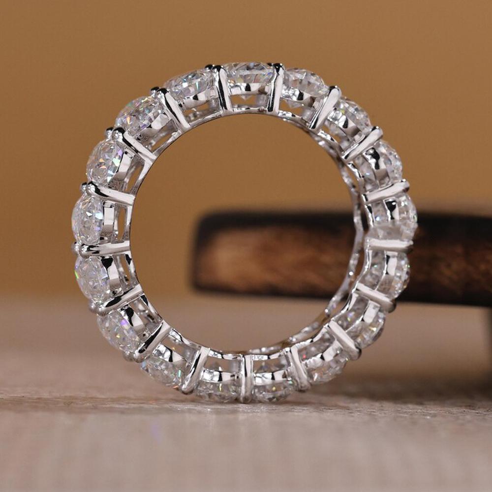 5x7mm Oval Cut Moissanite Full Eternity Wedding Band 18K White Gold Plated Bridal Anniversary Ring for Women  CopperJewelry