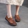 Johnature Retro Genuine Leather Flat Shoes Casual And Comfortable Soft Soled Commuting Women's Shoes