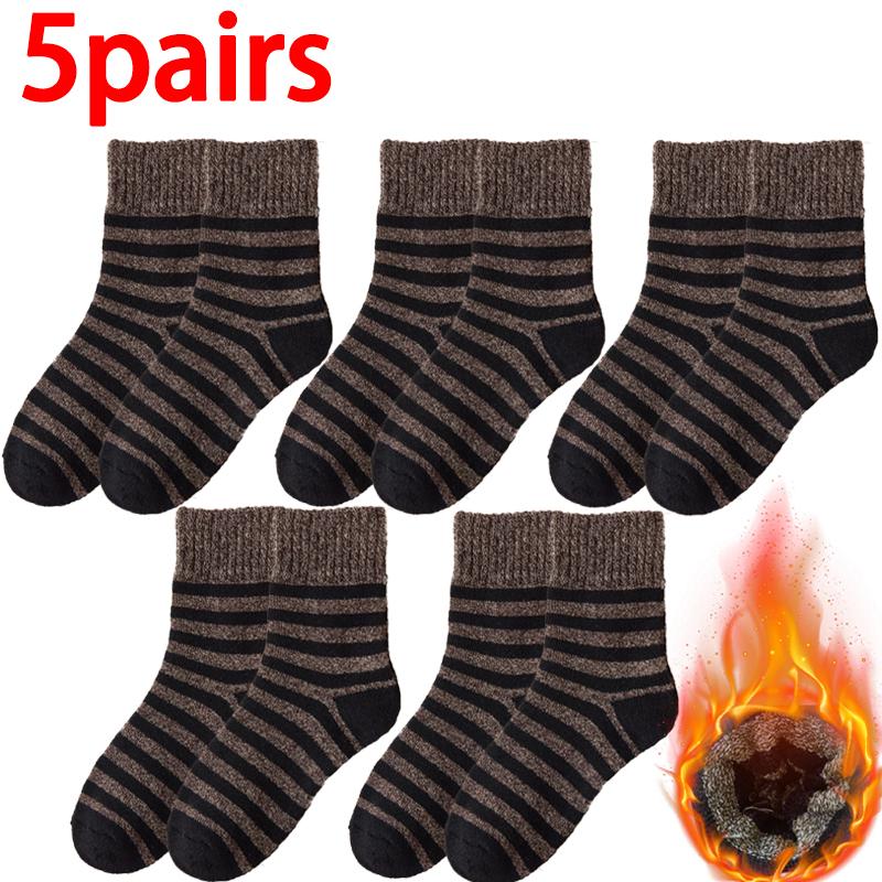 1/2/5Pairs New Fashion Winter Warm Thicken Wool Male Socks Against Cold Snow Socks Japanese Harajuku Soft Cashmere Short Sock