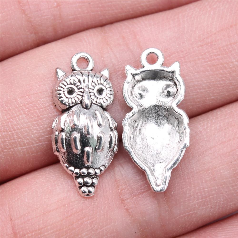 10pcs Charms Owl Antique Silver Color Cute Owl Pendant Charms Small Owl Charms For Jewelry Making