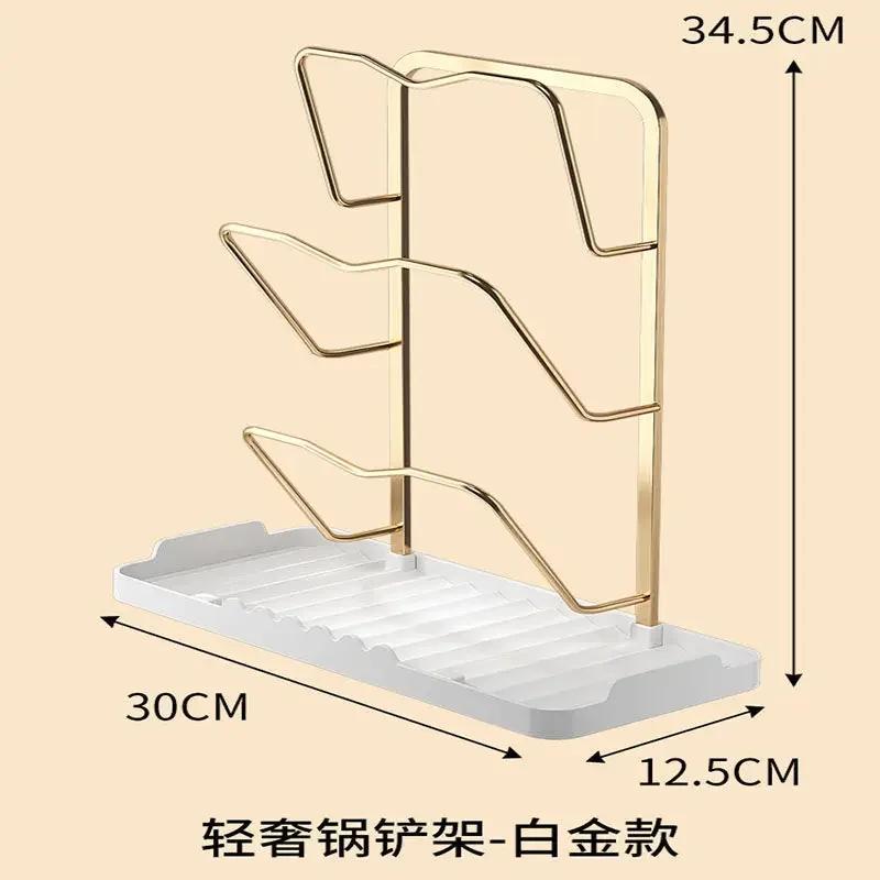 Space Aluminum Kitchen Pot Cover Rack, Table Top Shelf, Spoon, Cooking Shovel, Pot Shovel Rack, Collecting Rack