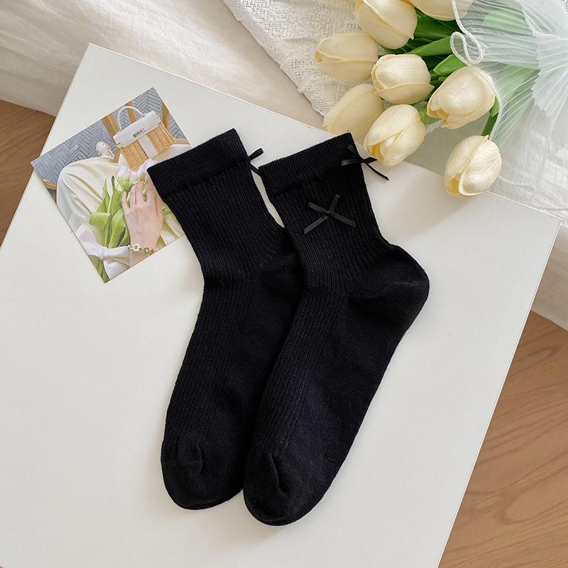 Bowknot Socks for Women In Summer, Ultra-thin and Cute, Paired with Small Leather Shoes, Ballet-style Lace-up Summer Short Socks