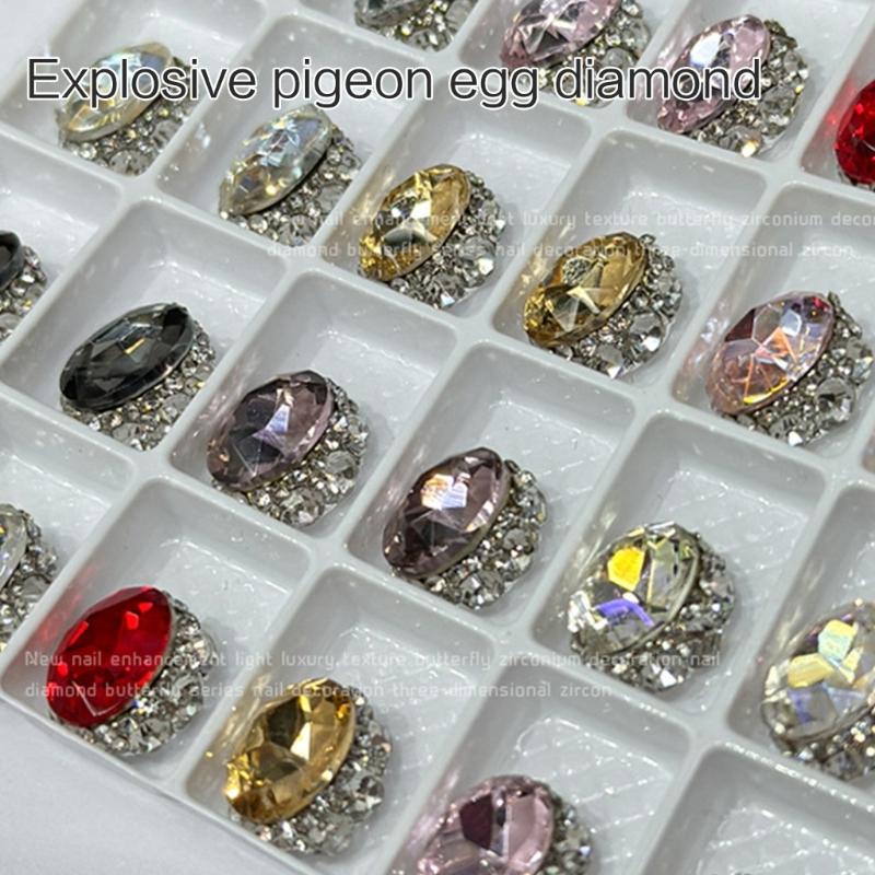 3Pcs Water Drop Nail Art Charms 3D Nail Rhinestones Gems Crystal,3D Nail Art Decorations Metal Nail Studs Nail Jewelry