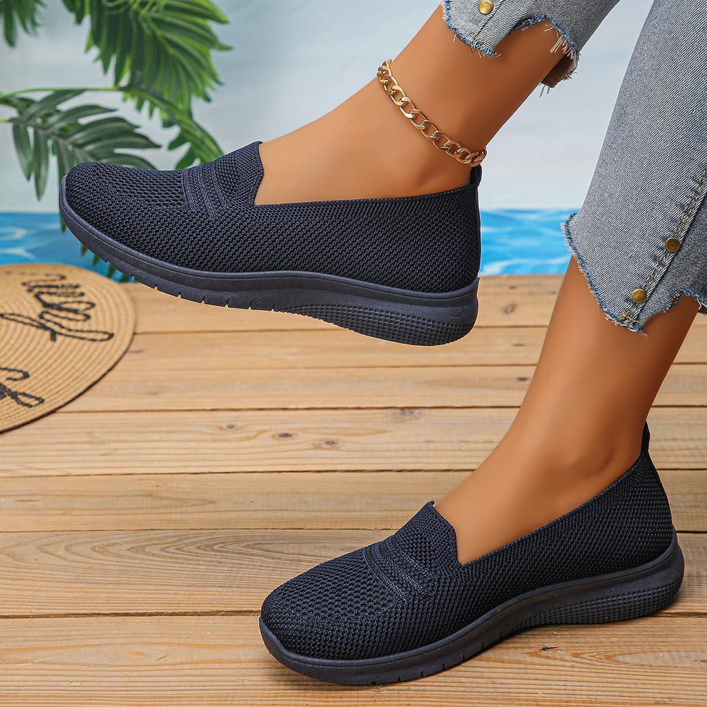 2025 old Beijing autumn and winter new women's sports shoes flying woven shoes breathable casual shoes flat shoes women