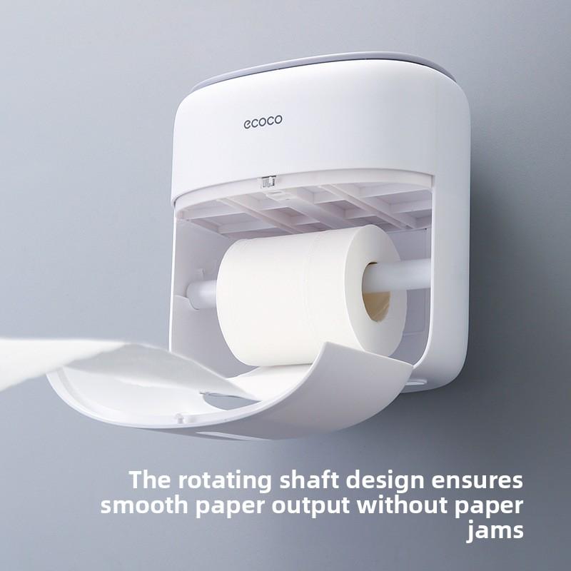 Toilet Tissue Box Wall-Mounted Waterproof Toilet Paper Box Free Punch Tissue Box Toilet Paper Roll Paper Storage Rack