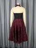 Wine Jacquard Long Women Dresses for Birthday Party Folds A Line Floral Mid Calf Strapless Neck Mounted High Waist Outfits