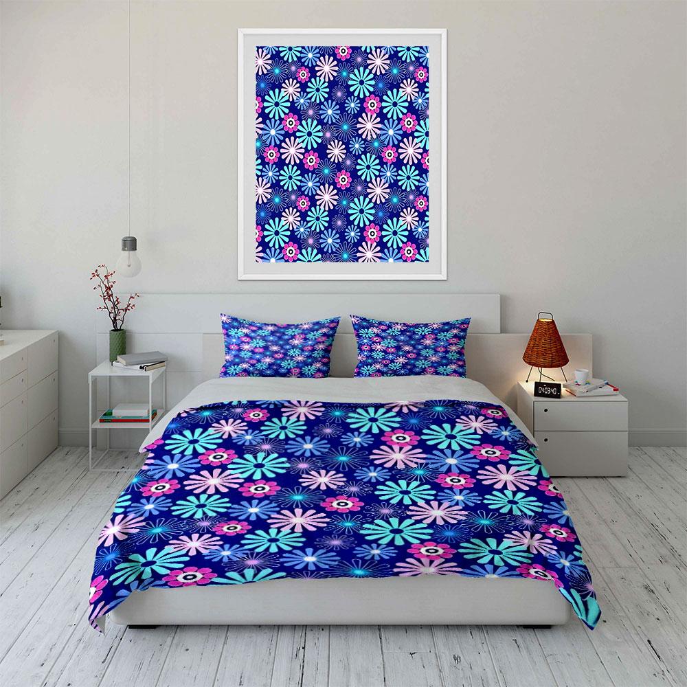Floral Pattern Home Decoration Set Soft Comfortable Duvet Cover Bedding Set Included 1*Duvet Cover & 2*Pillowcases, Gift